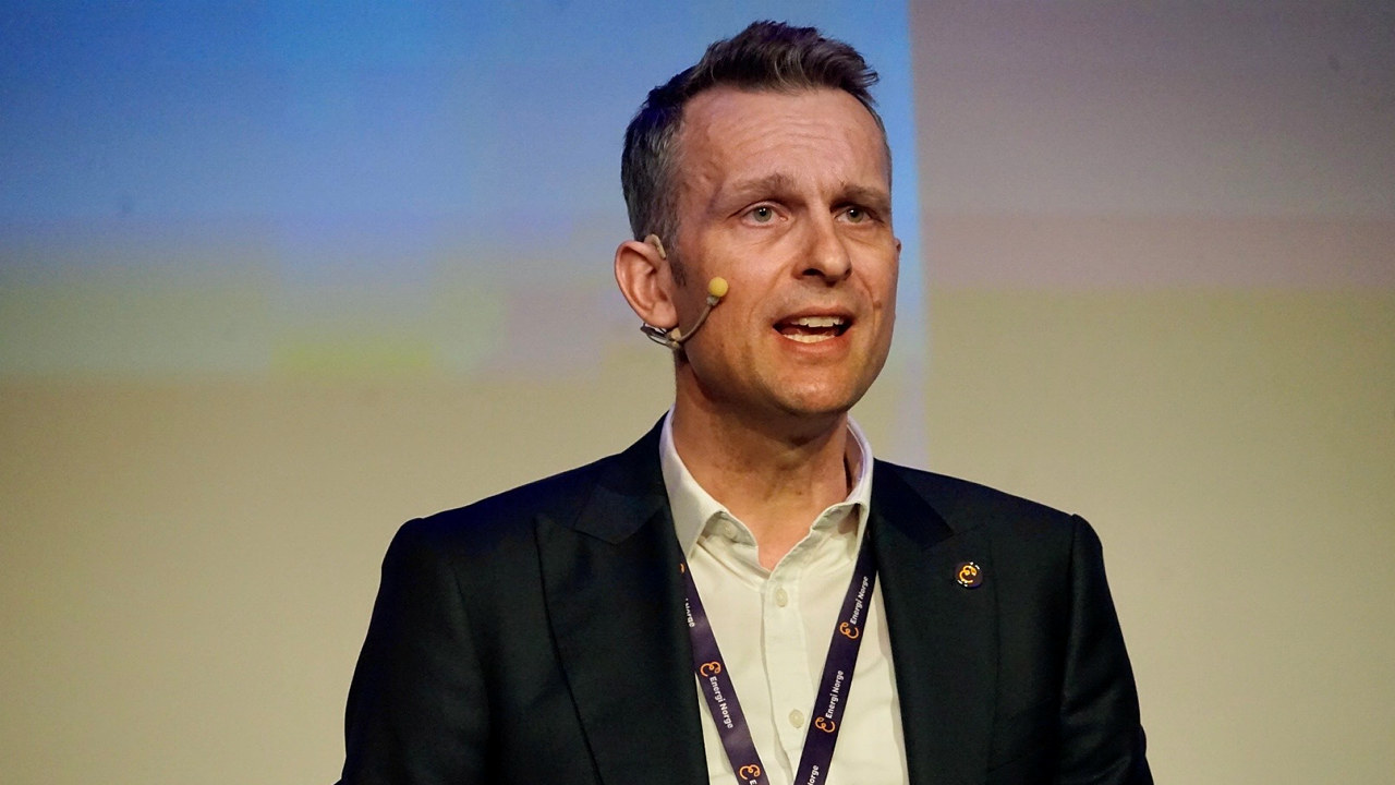 Administrerende direktør i Energi Norge Knut Kroepelien på Vinterkonferansen 2022. Foto