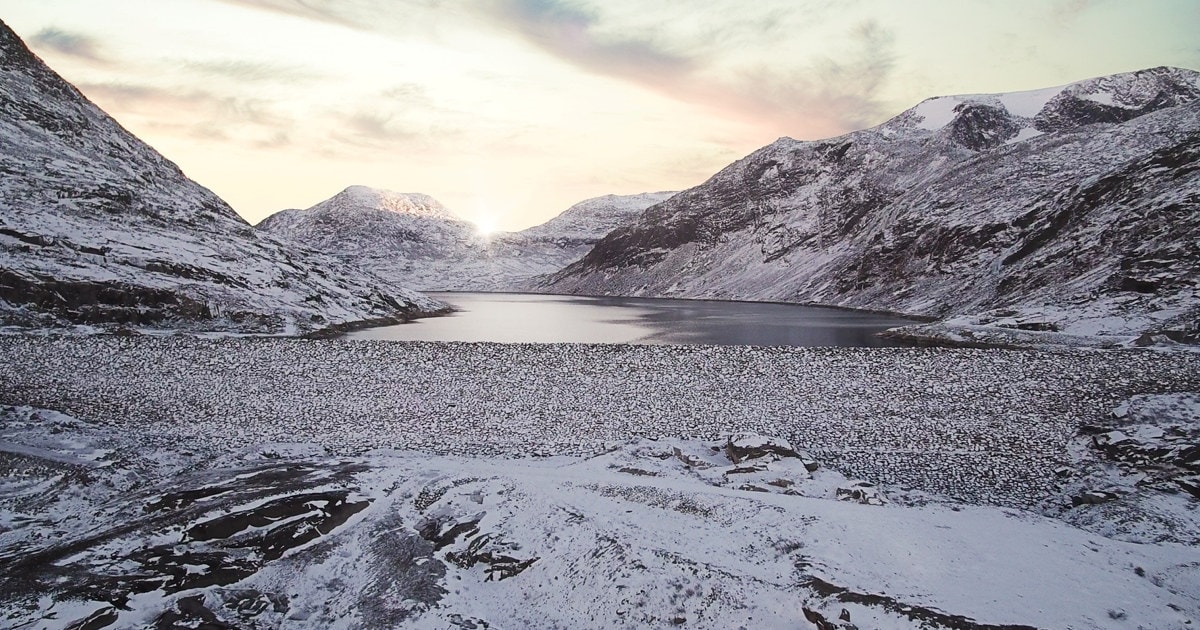 Sildvikdammen om vinteren med snø