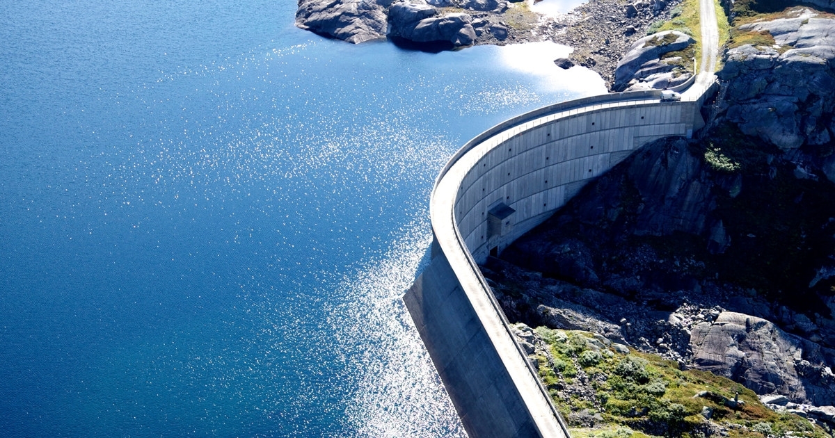 Røldal-Suldal dam sett ovenfra.