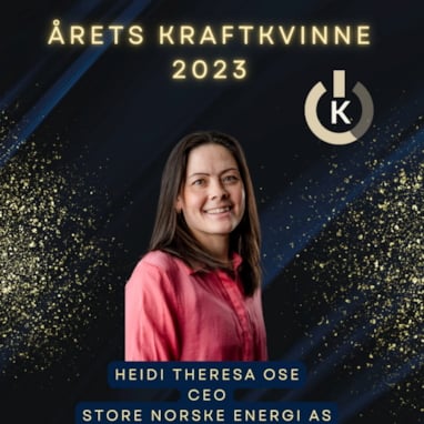 Plakat med Heidi Theresa Ose som er  kåret til Årets Kraftkvinne 2023.
