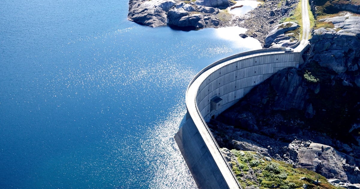Røldal-Suldal dam sett ovenfra.